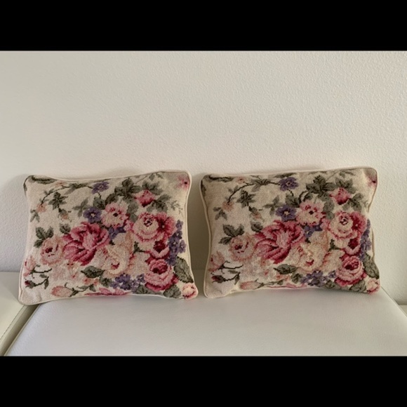 Embroidery Floral Accent Pillows - Picture 1 of 7
